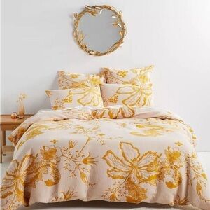 New Anthropologie Jacquard Woven Porte Bonheur King Duvet 104" X 96